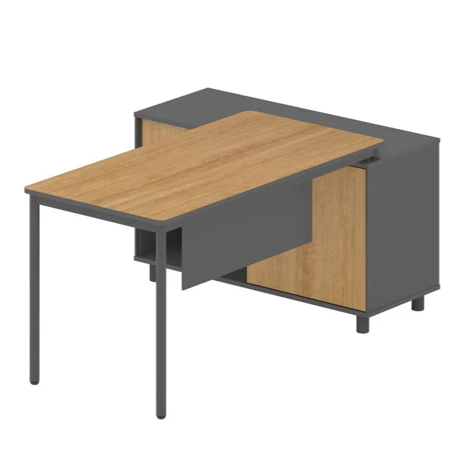 Glythor 1.75m Left Return Natural Office Desk - Charcoal Base  - House of Hyne