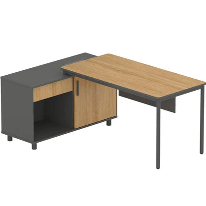 Glythor 1.75m Left Return Natural Office Desk - Charcoal Base  - House of Hyne