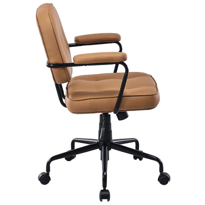 Zyphron Louise black frame faux leather home office chair in brown-houseofhyne