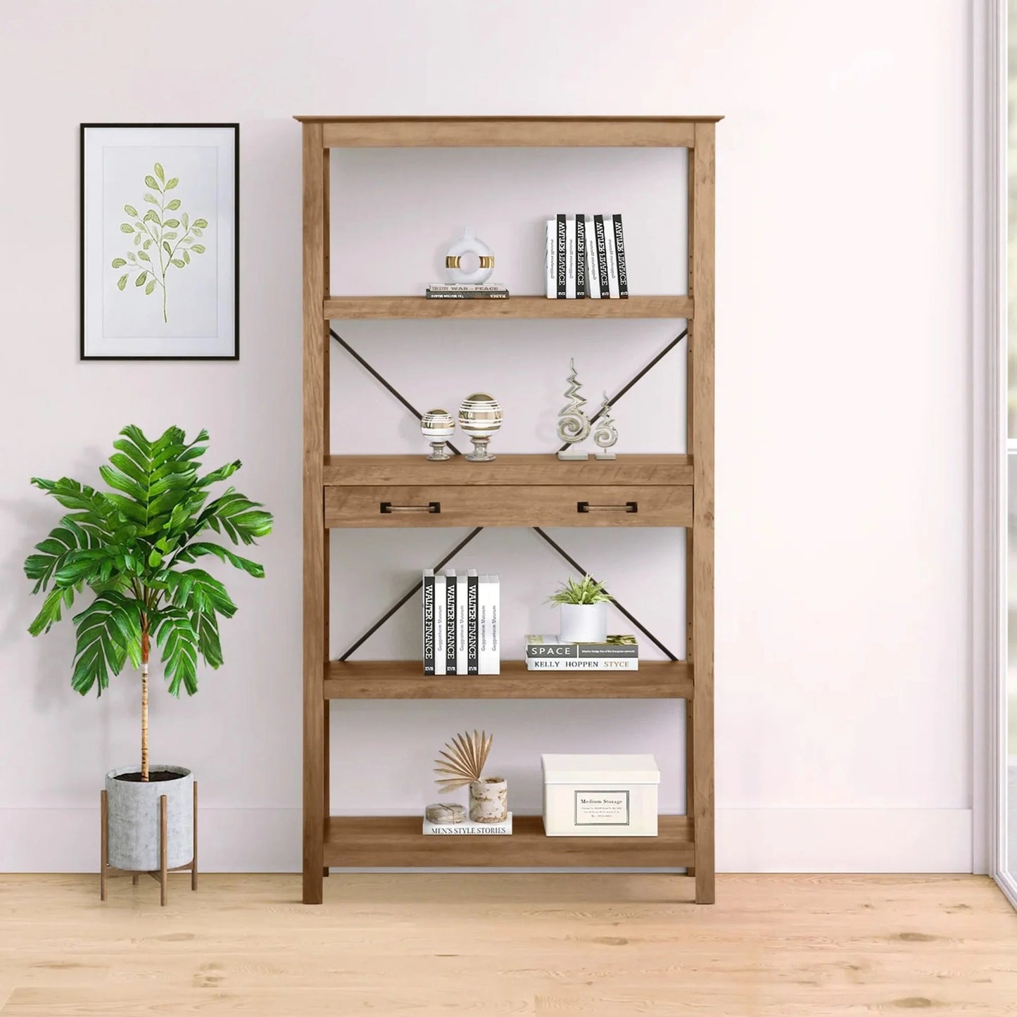 Zyrvok Bookcase in Rustic Oak