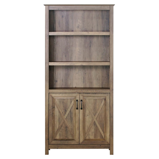 Vorlith Nacy 2 Door Bookcase in Rustic Oak-houseofhyne