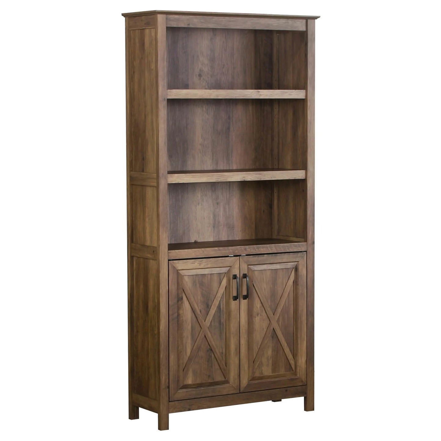 Vorlith Nacy 2 Door Bookcase in Rustic Oak-houseofhyne