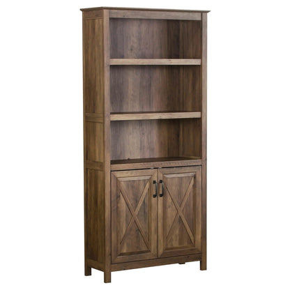 Xylora Oxford 5 Shelf Bookcase with Doors in Rustic Oak-houseofhyne