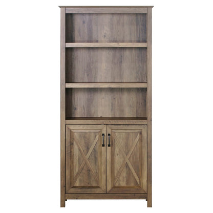 Xylora Oxford 5 Shelf Bookcase with Doors in Rustic Oak-houseofhyne