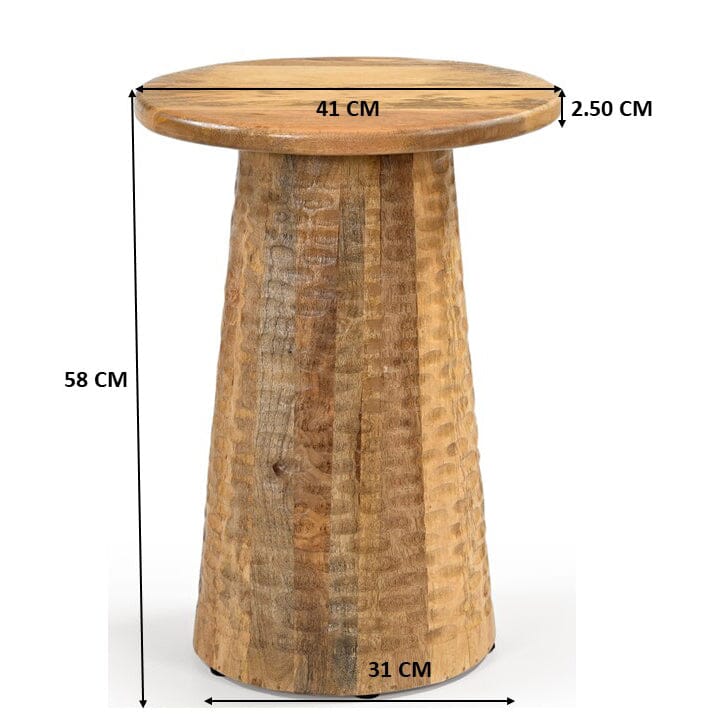 Vyxar Hammered Hand Crafted Hardwood Side Table - Houseof Hyne