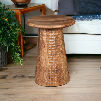 Vyxar Hammered Hand Crafted Hardwood Side Table - Houseof Hyne