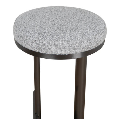 Interstellar  68cm Brush Black Bar Stool - Silver Grey Boucle - House of Hyne