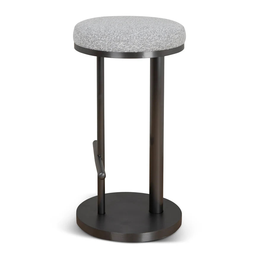 Interstellar  68cm Brush Black Bar Stool - Silver Grey Boucle - House of Hyne