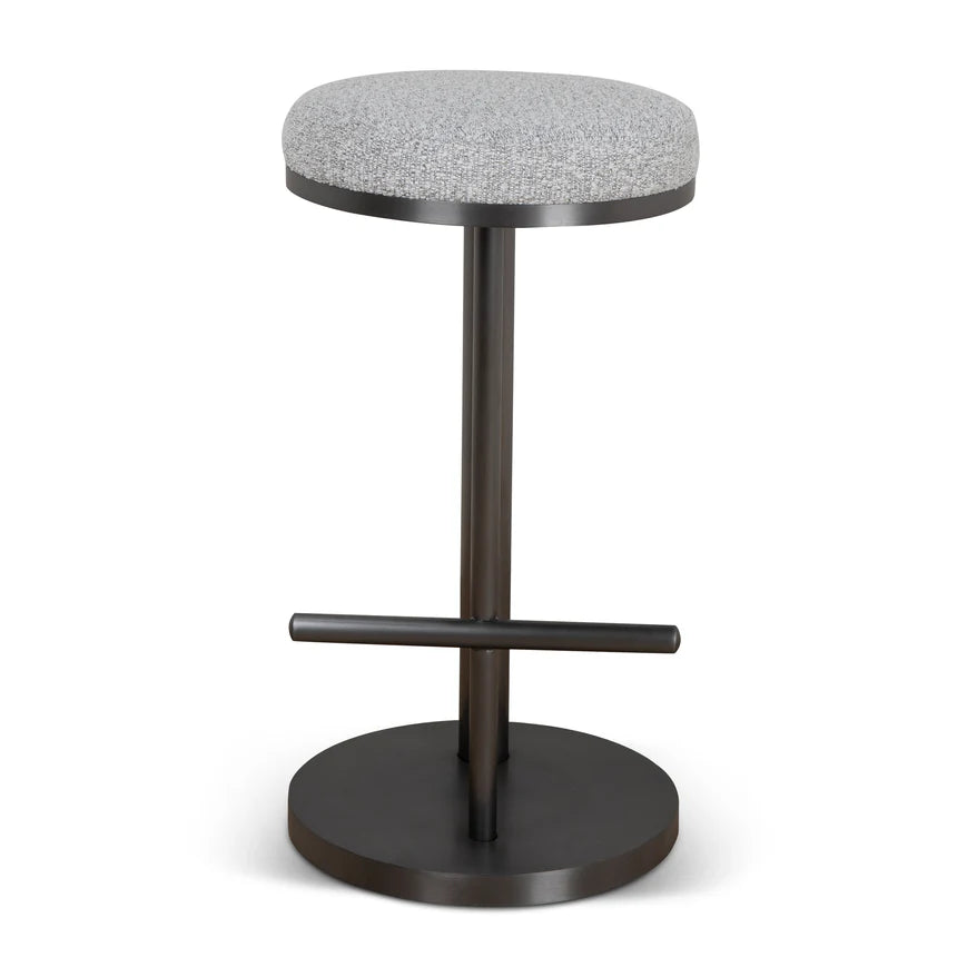 Interstellar  68cm Brush Black Bar Stool - Silver Grey Boucle - House of Hyne