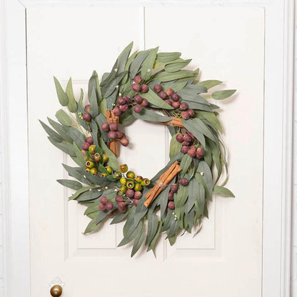 Krylith Eucalyptus Seeded Willow Leaf Wreath Green (60cmD) Set of 2 - House of Hyne