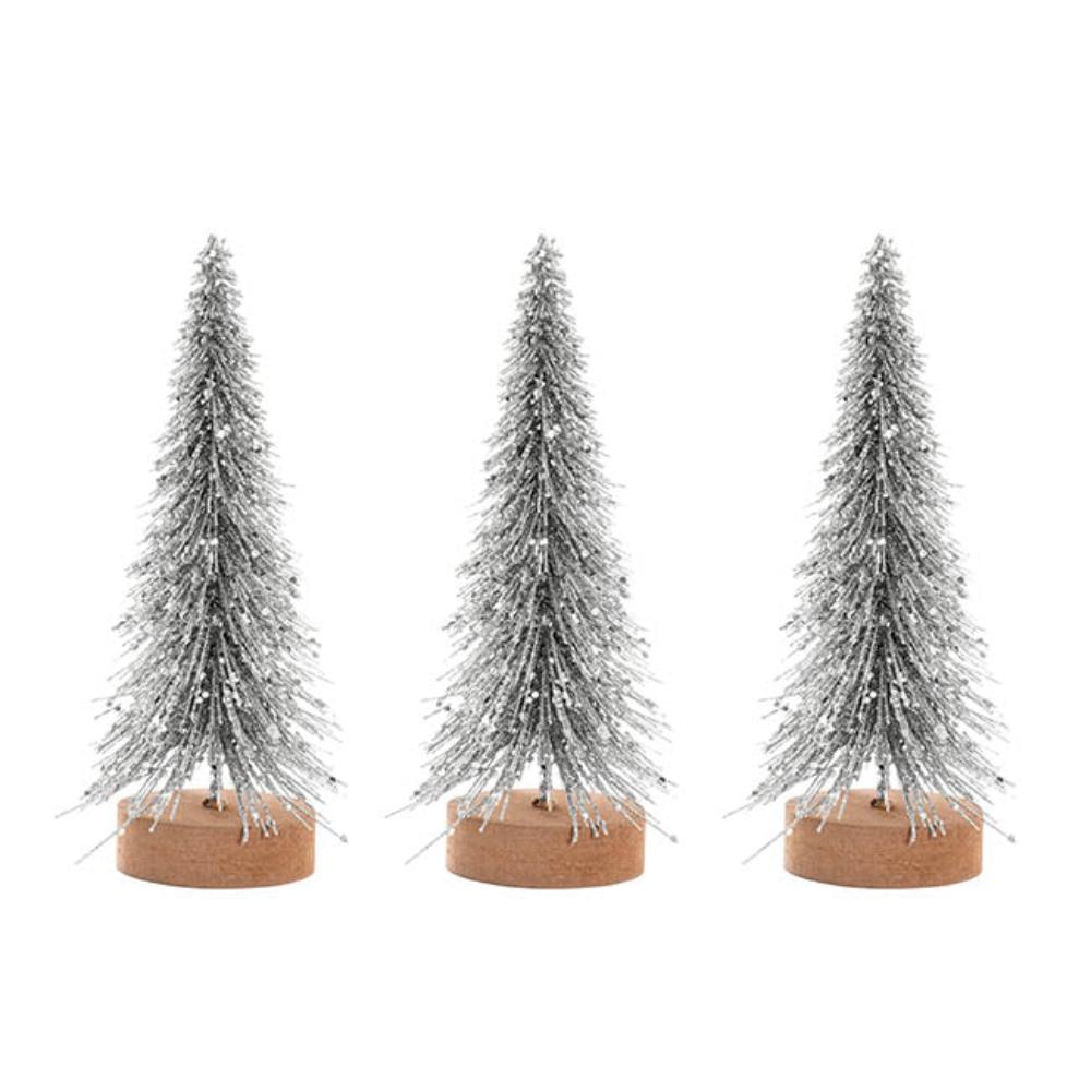 Kryntor Mini Christmas Tree Pack 3 Silver (7x15x19cmH)  - House of Hyne