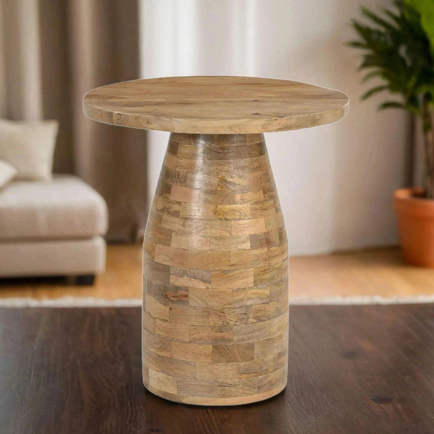 Kyron Hand Crafted Hardwood Side Table - House of Hyne