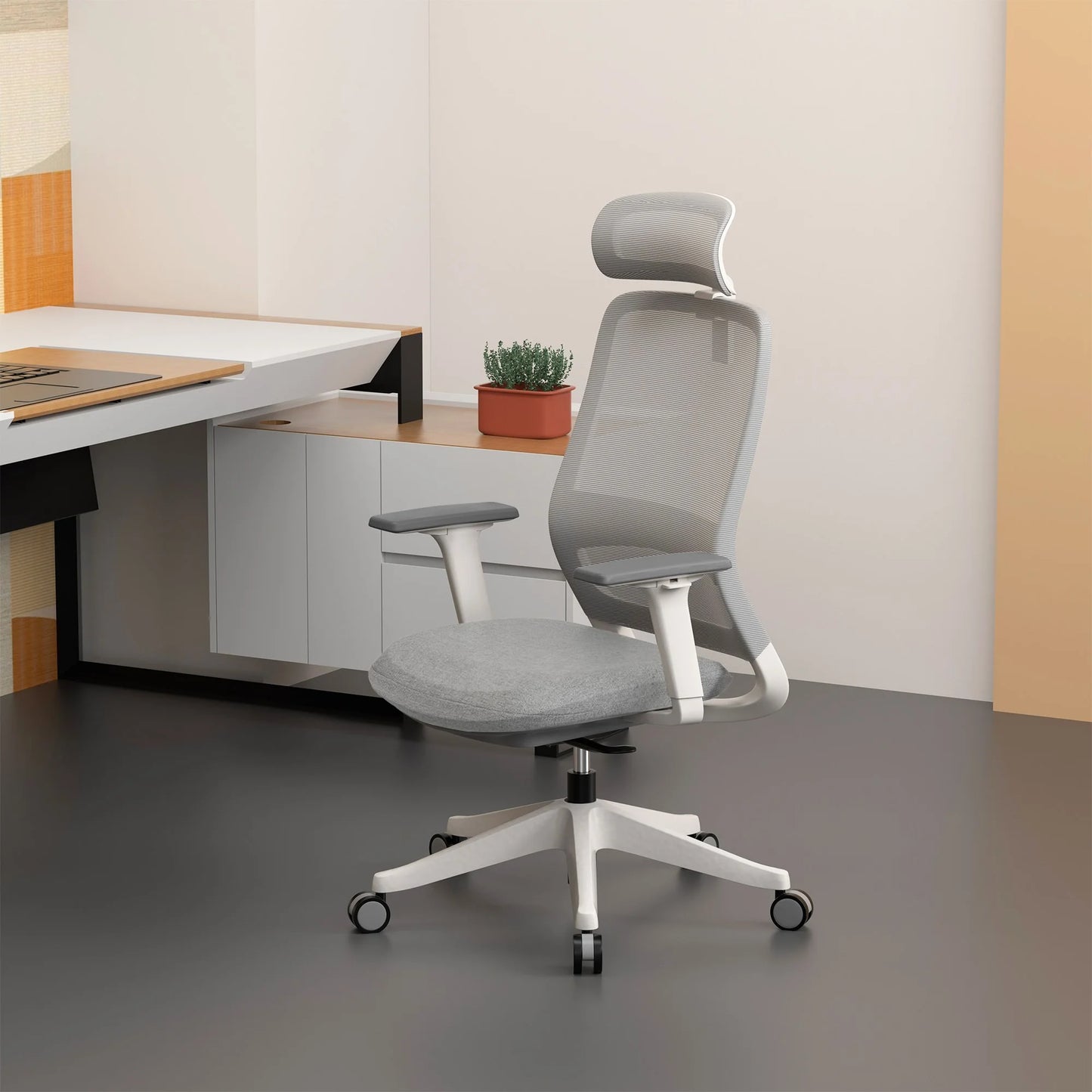 Kyron Carlie High Back Molded Office Chair In Grey - House of Hyne