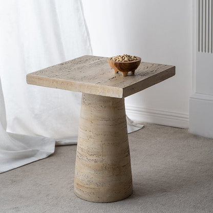 Square Pedestal Cement Side Table