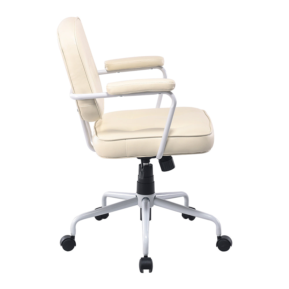 Vorlak Louise white frame faux leather home office chair in beige-houseofhyne