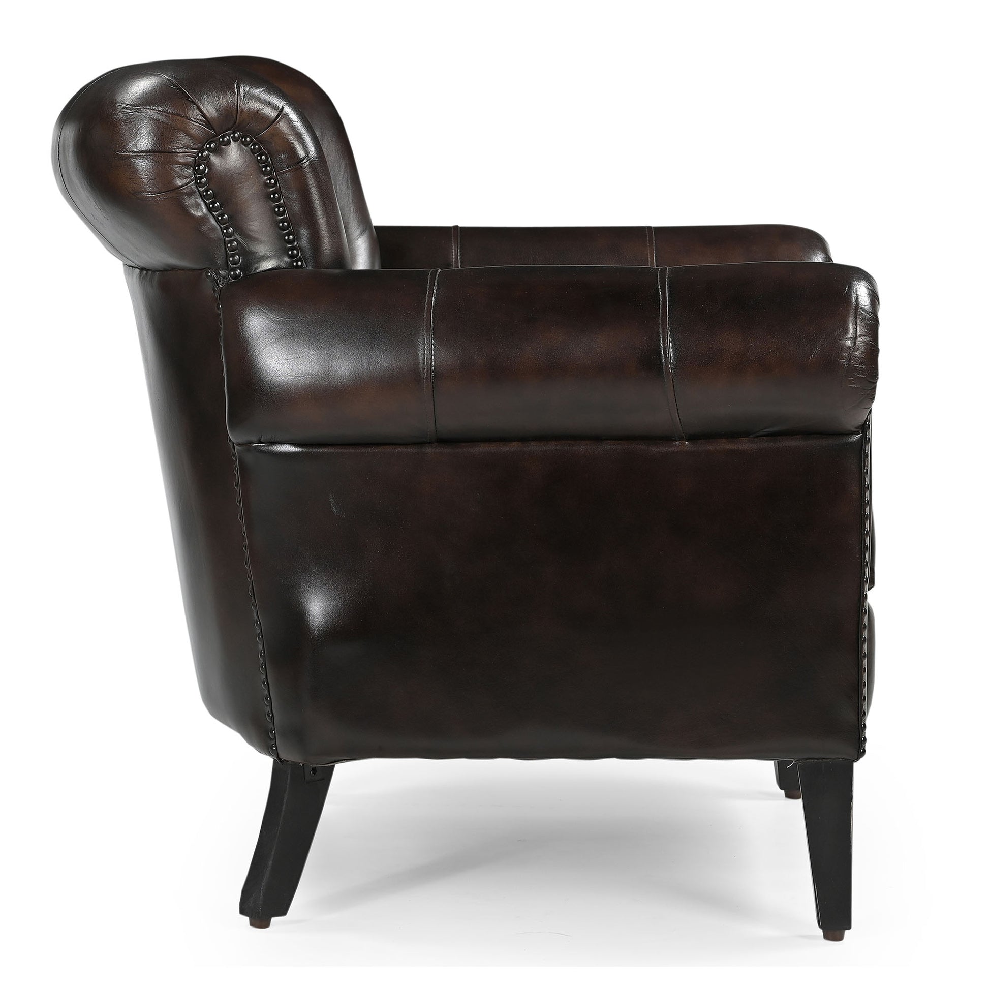 Iliana Rich Chocolate Leather Occasional Armchair - House of Hyne