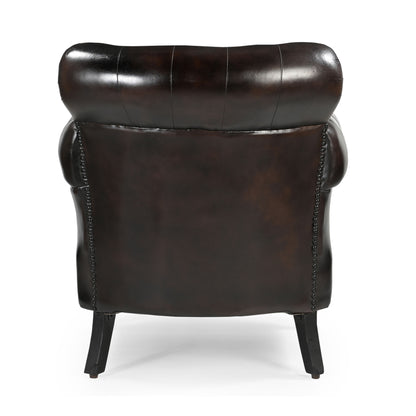 Iliana Rich Chocolate Leather Occasional Armchair - House of Hyne