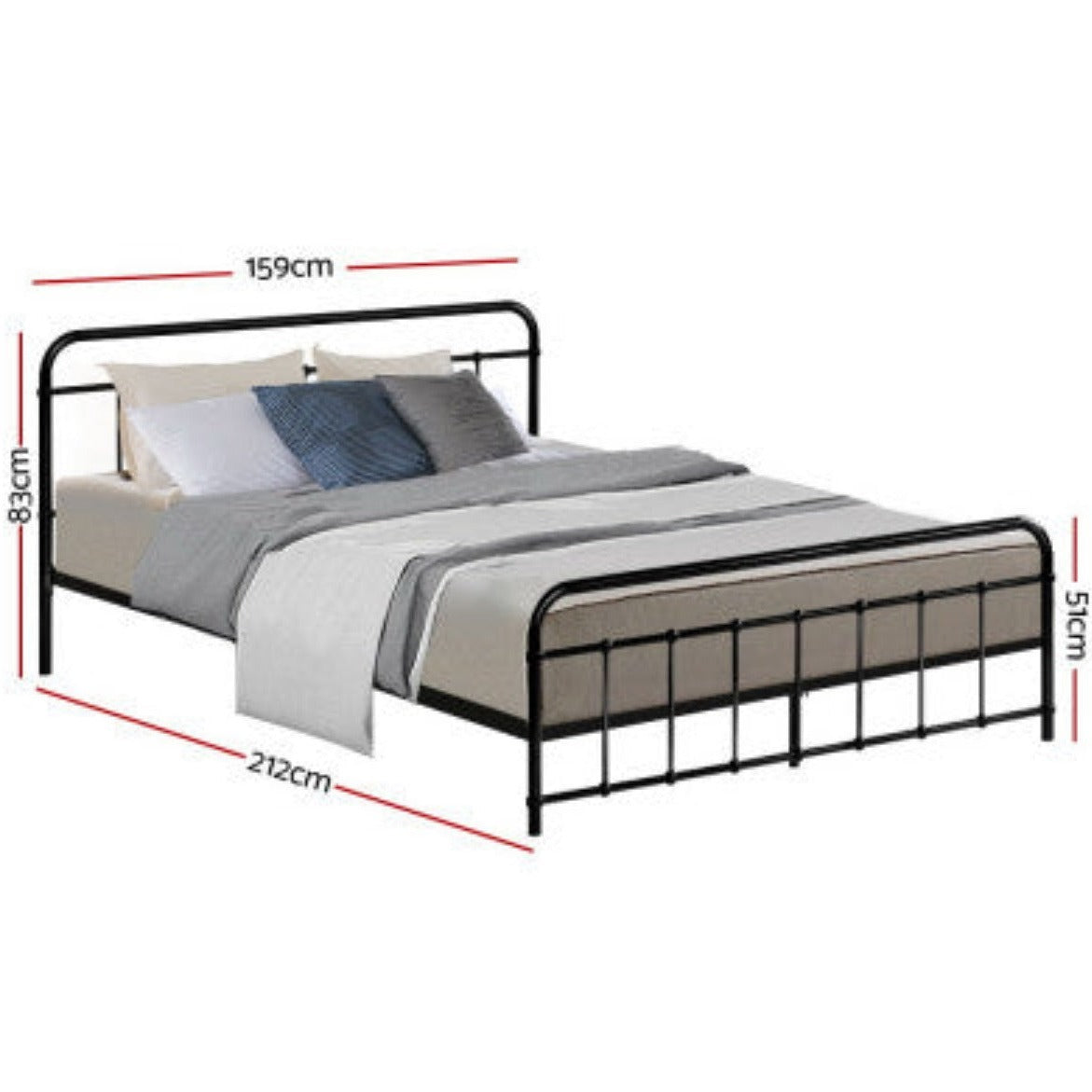 Artiss Bed Frame Metal Frames LEO - Queen (Black) 2