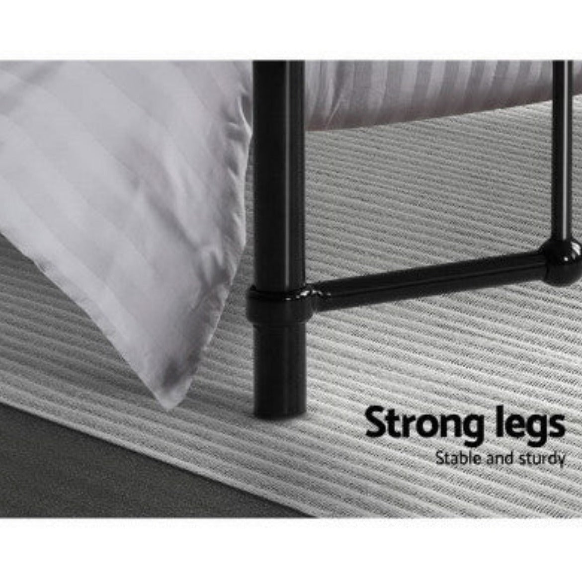 Artiss Bed Frame Metal Frames LEO - Queen (Black) 7