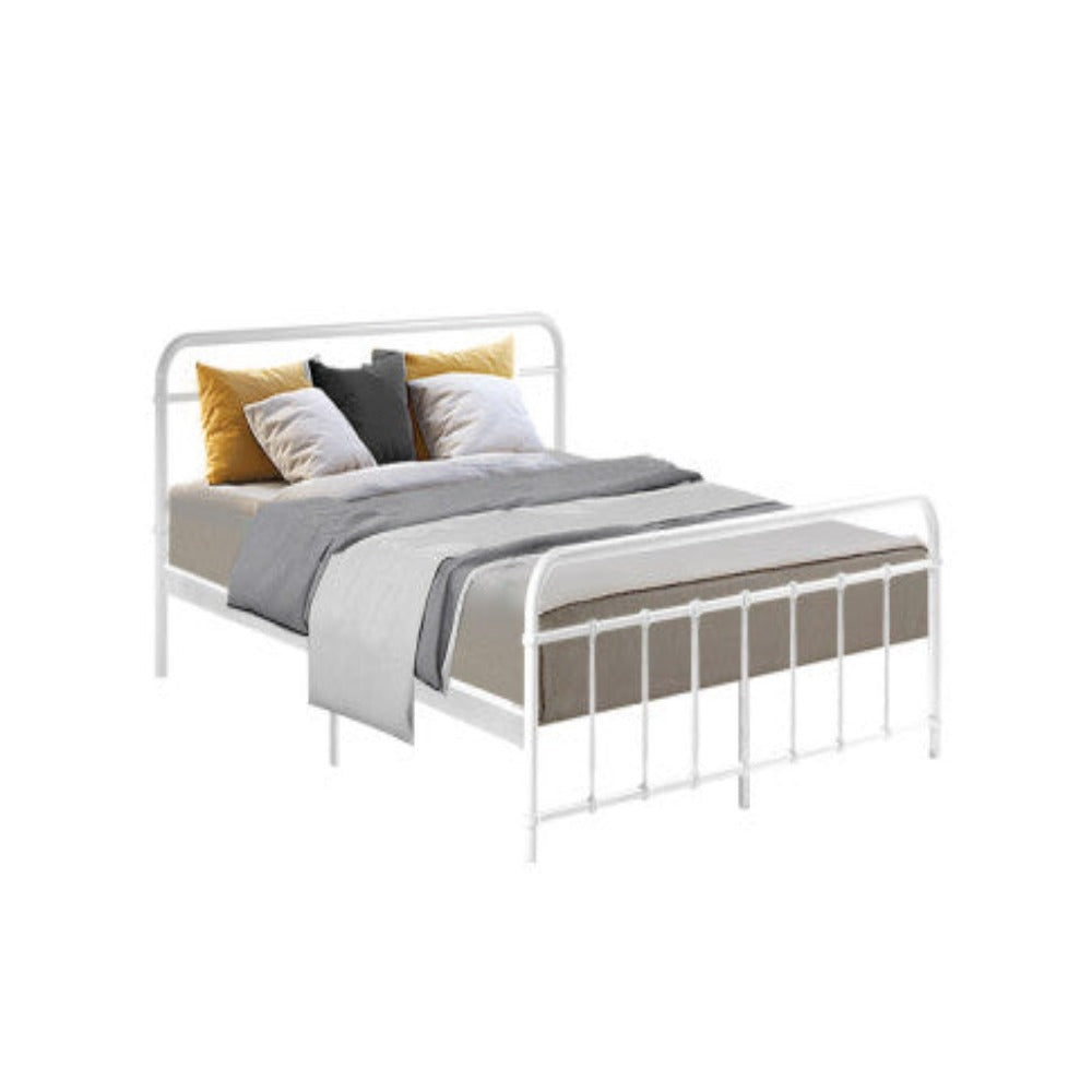 Artiss Bed Frame Metal Frames LEO - Queen (White) 1