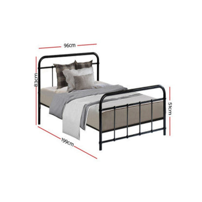 Artiss Bed Frame Metal Frames LEO - Single (Black) 2