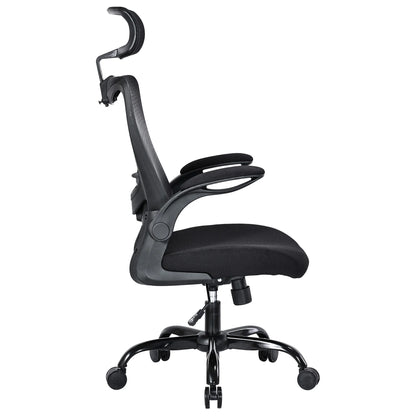 Xaltron Mona Ergonomic High Back Flipped Armrest Task Chair in Black-houseofhyne