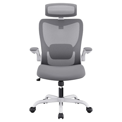 Zyphron Mona Ergonomic High Back Flipped Armrest Task Chair in Grey-houseofhyne