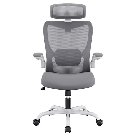 Zyphron Mona Ergonomic High Back Flipped Armrest Task Chair in Grey-houseofhyne