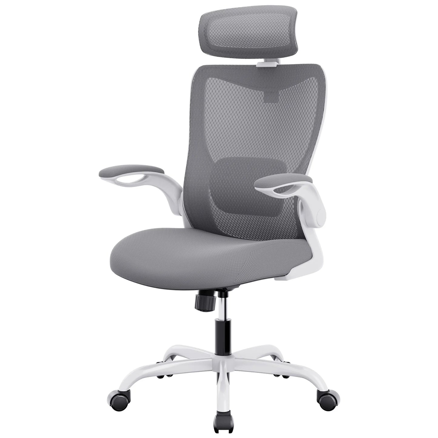 Zyphron Mona Ergonomic High Back Flipped Armrest Task Chair in Grey-houseofhyne