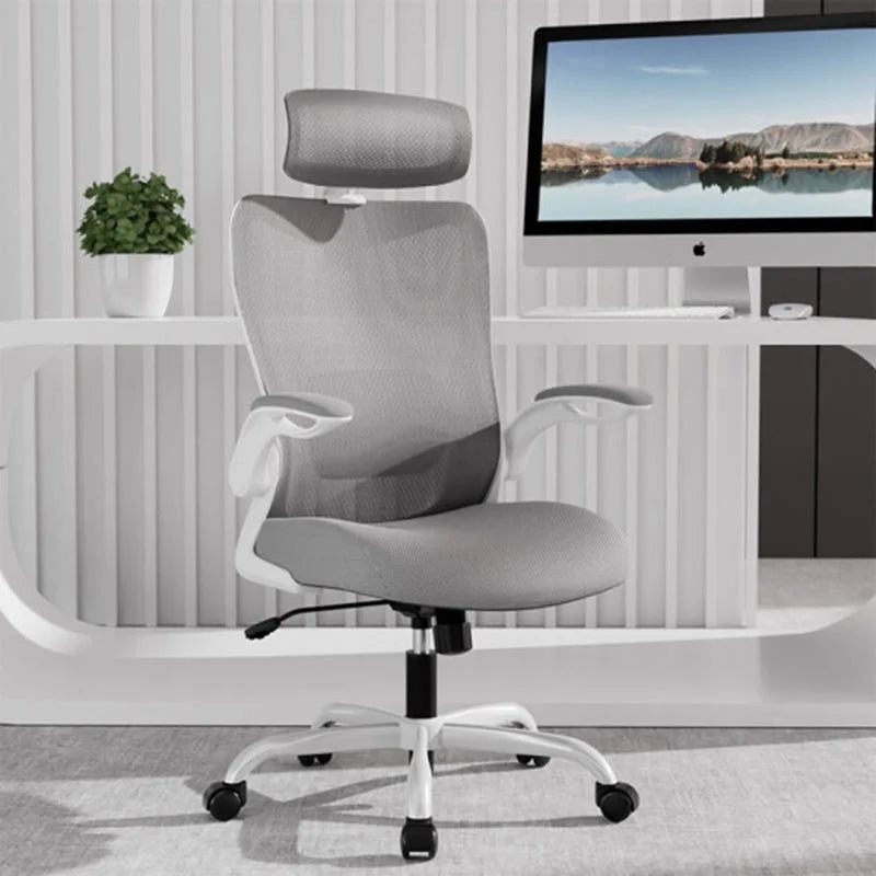 Zyphron Mona Ergonomic High Back Flipped Armrest Task Chair in Grey-houseofhyne