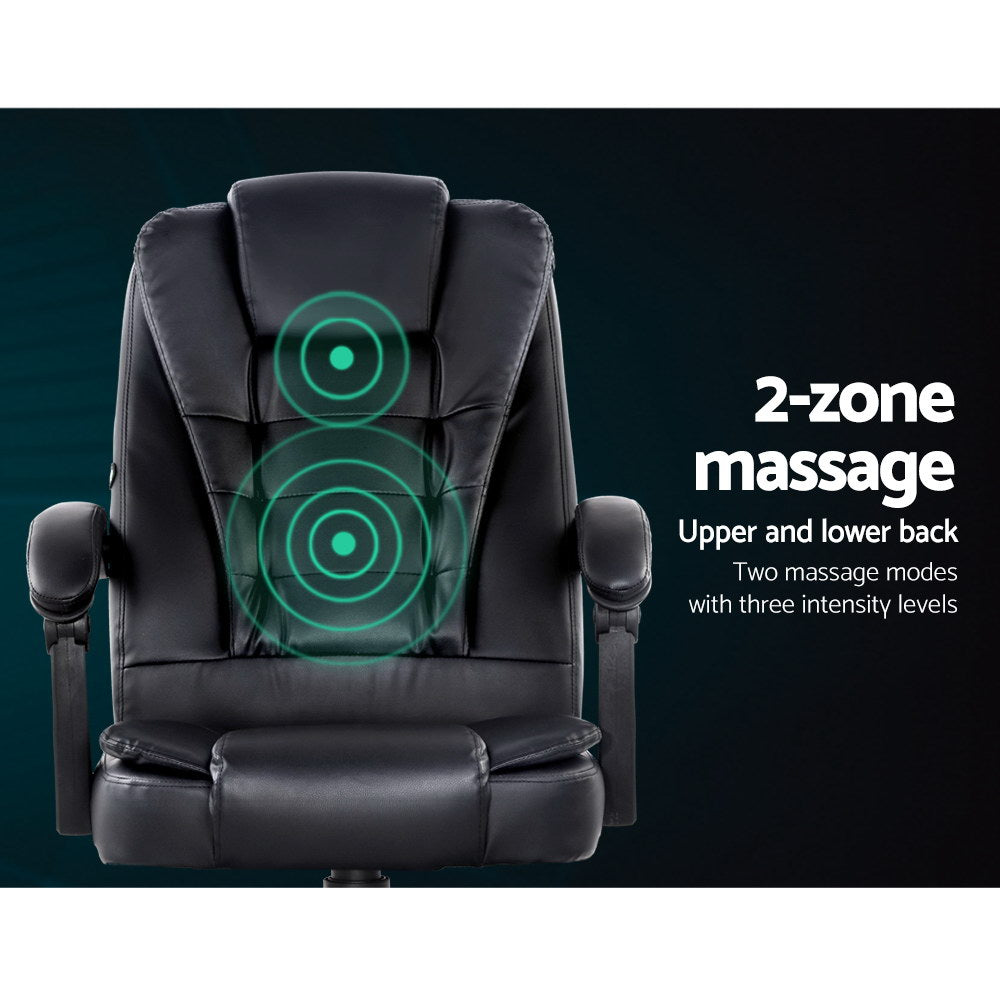 Zyrnol Artiss 2 Point Massage Office Chair PU Leather Black-houseofhyne