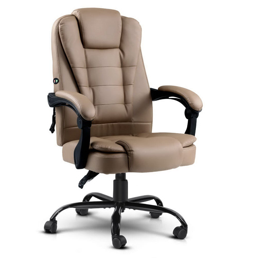 Quenak Artiss 2 Point Massage Office Chair PU Leather Espresso-houseofhyne