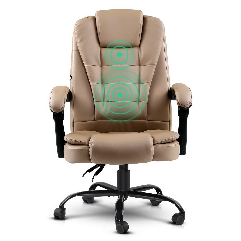 Quenak Artiss 2 Point Massage Office Chair PU Leather Espresso-houseofhyne