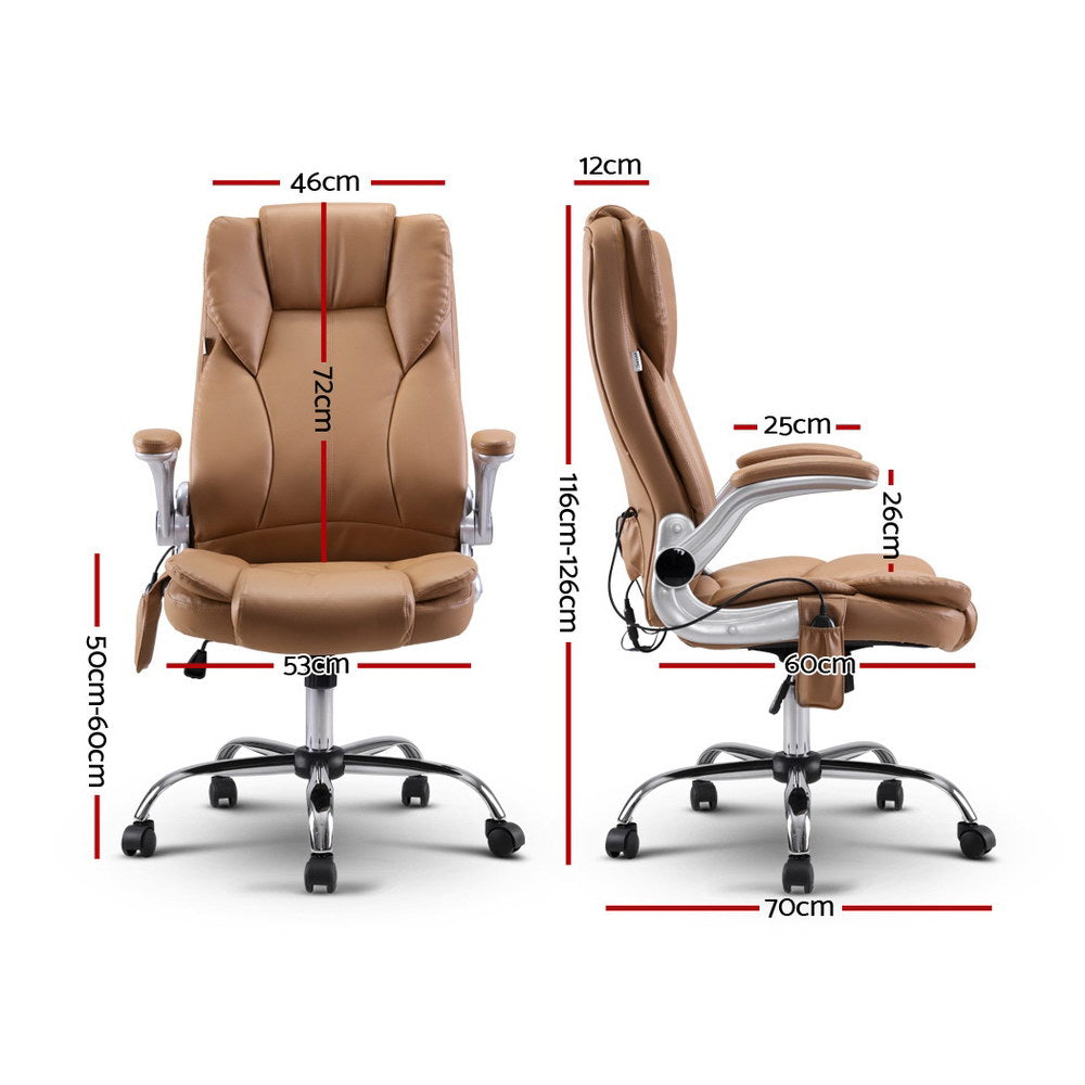 Vorlux Artiss 8 Point Massage Office Chair PU Leather Espresso-houseofhyne