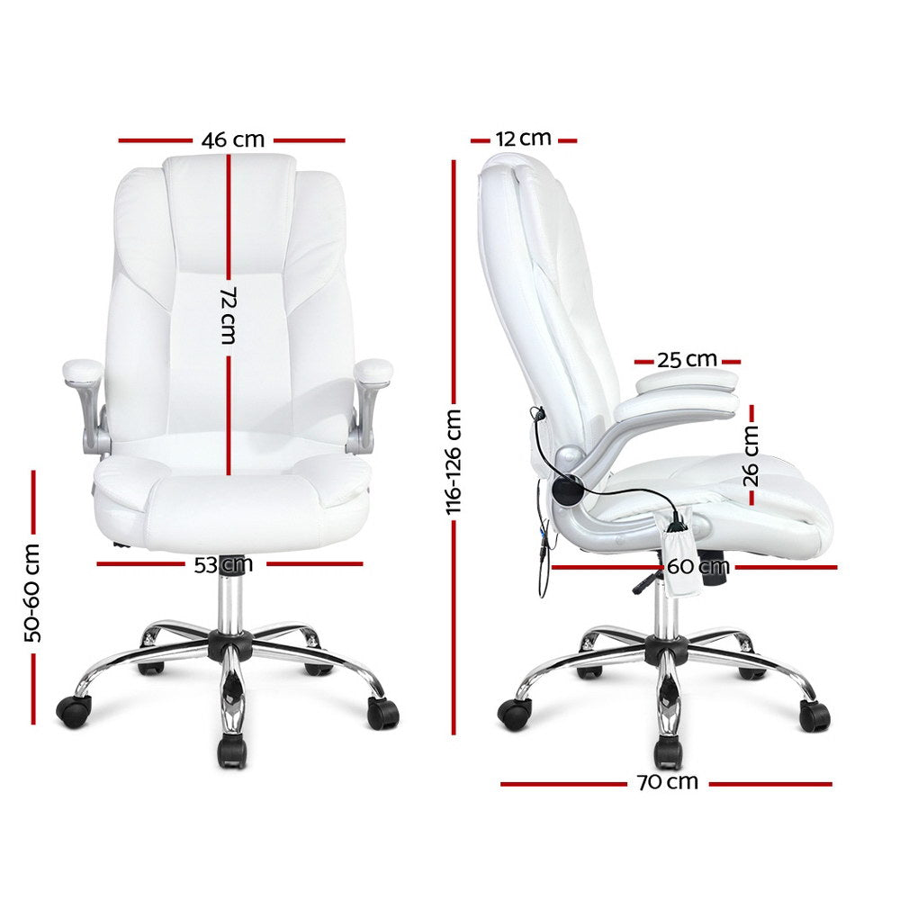 Xenlok Artiss 8 Point Massage Office Chair PU Leather White-houseofhyne