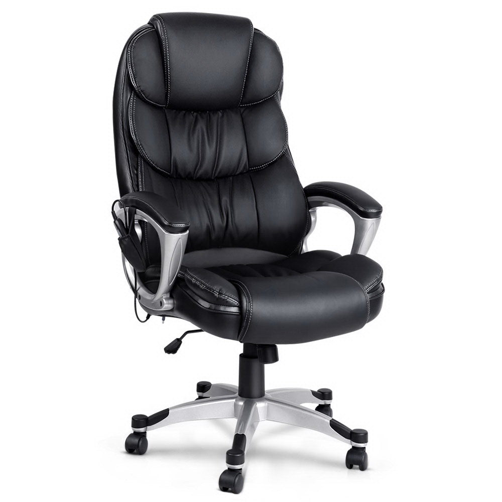 Frilnex Artiss 8 Point Massage Office Chair Heated Seat PU Black-houseofhyne