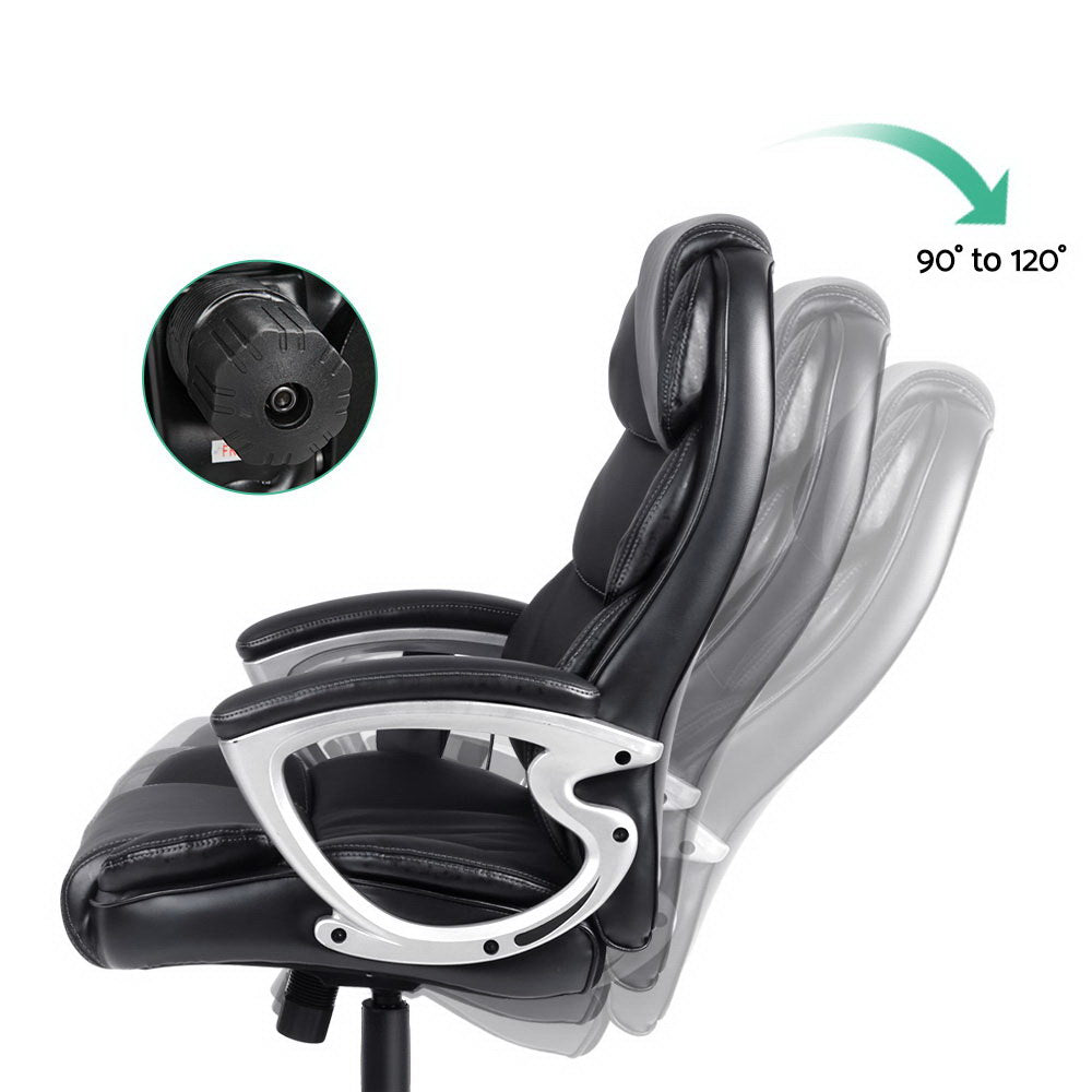 Frilnex Artiss 8 Point Massage Office Chair Heated Seat PU Black-houseofhyne