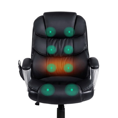 Frilnex Artiss 8 Point Massage Office Chair Heated Seat PU Black-houseofhyne