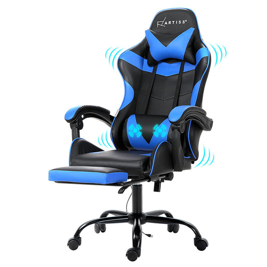 Gryvix Artiss 2 Point Massage Gaming Office Chair Footrest Blue-houseofhyne