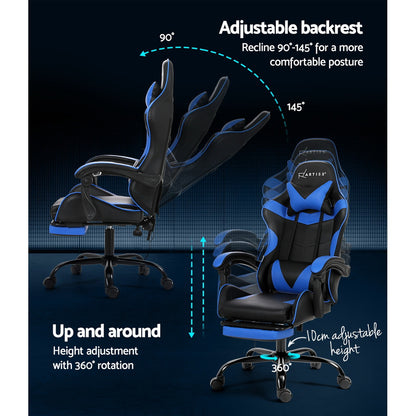 Gryvix Artiss 2 Point Massage Gaming Office Chair Footrest Blue-houseofhyne