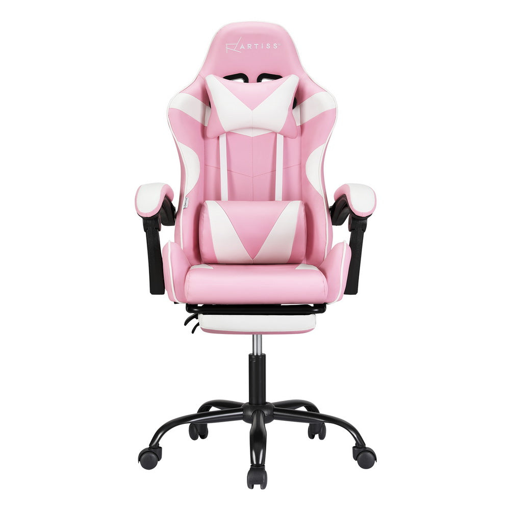 Frilnok Artiss 2 Point Massage Gaming Office Chair Footrest Pink-houseofhyne