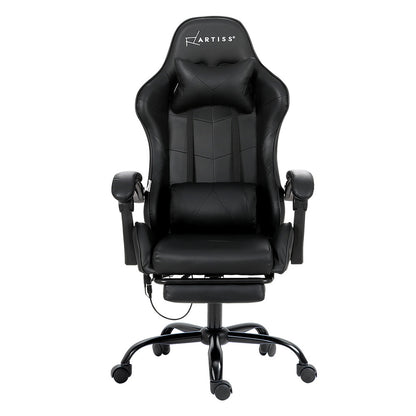 Yornex Artiss 6 Point Massage Gaming Office Chair Footrest Black-houseofhyne