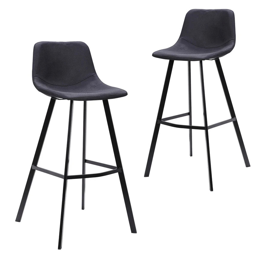 Magical 80cm Bar Stool in Black Fabric (Set of 2) - House of Hyne