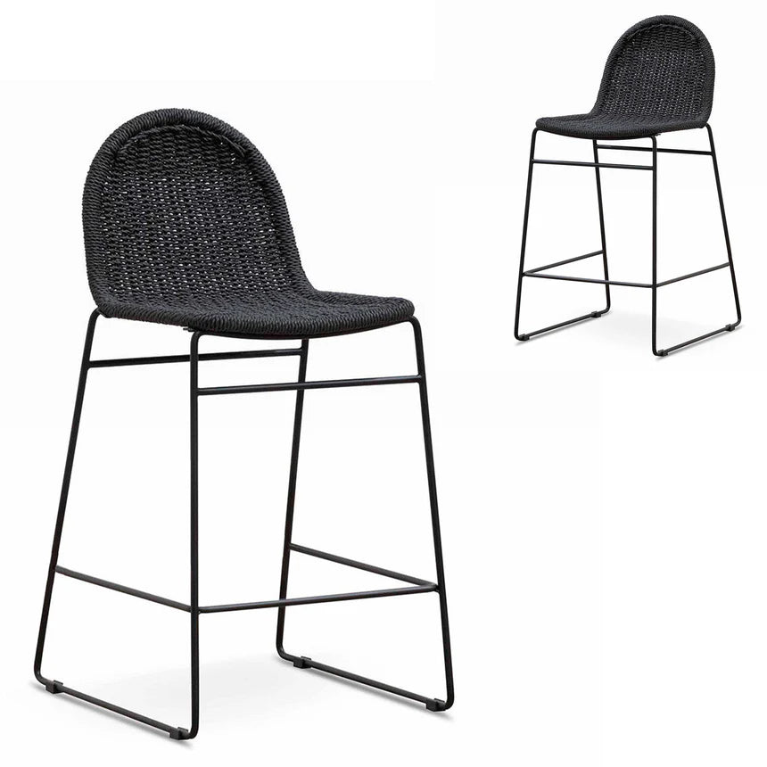 Mekron 65cm Barstool - Full Black (Set of 2) - House of Hyne