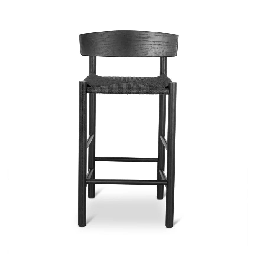 Meteor 65cm Bar Stool - Full Black with Back Rest - House of Hyne