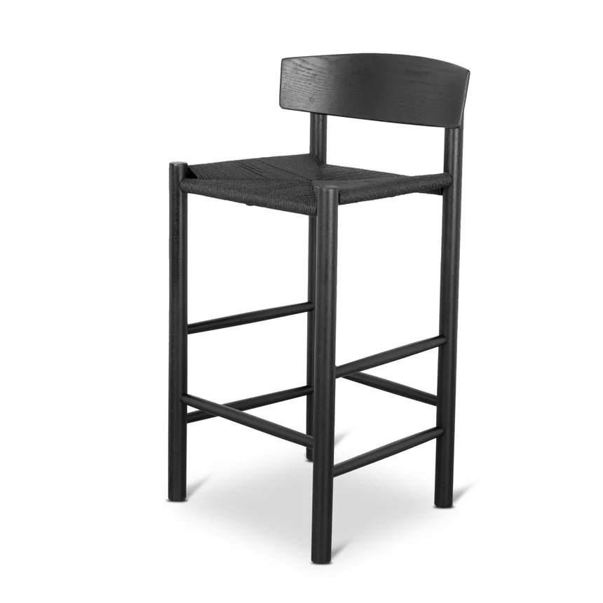 Meteor 65cm Bar Stool - Full Black with Back Rest - House of Hyne