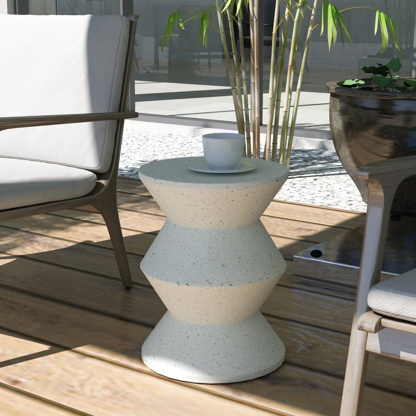 Klyth Moss Cement Round Side Table - House Of Hyne