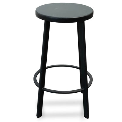 Mystical 65cm Bar Stool With Black Timber Seat - Black Frame (Set of 2) - House of Hyne