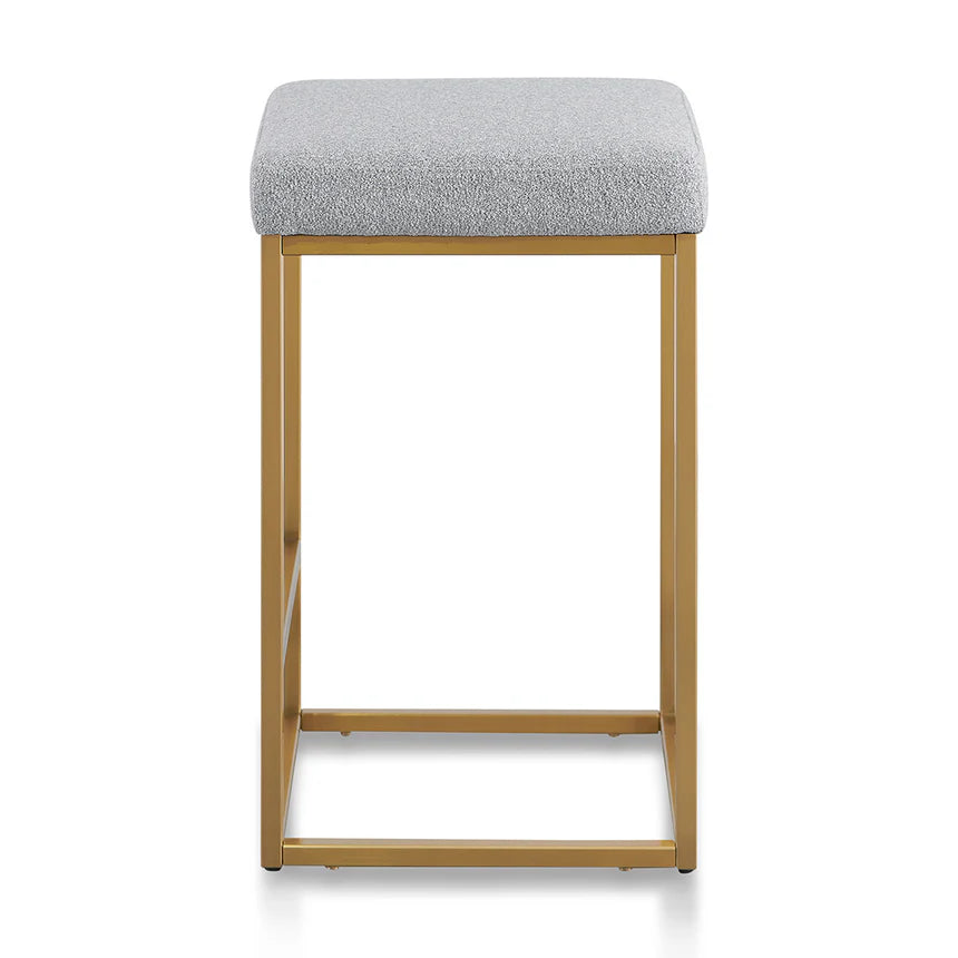 Nebula Hail Grey Bar Stool - Brushed Gold Base - House of Hyne