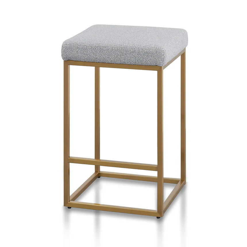 Nebula Hail Grey Bar Stool - Brushed Gold Base - House of Hyne